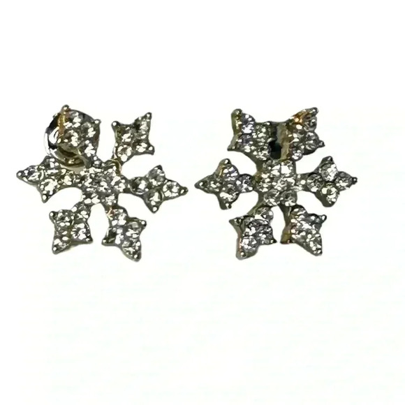 Jewelry - Beautiful rhinestone snowflake earrings women’s jewelry stud earring gold silver